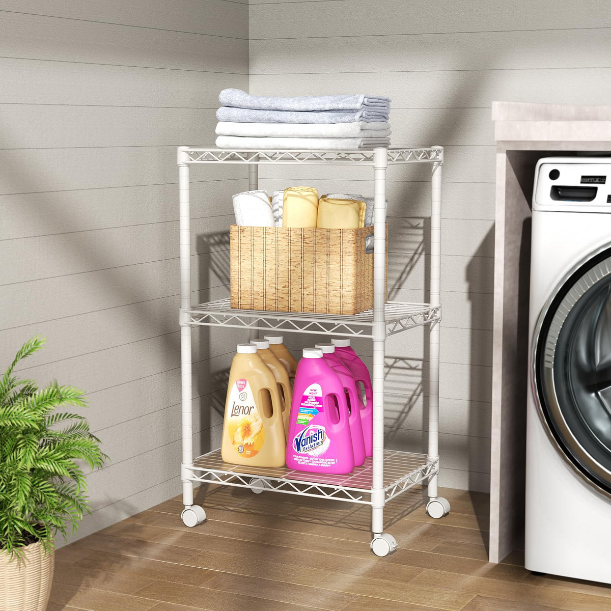 Open metal mesh design prevents items from slipping through.