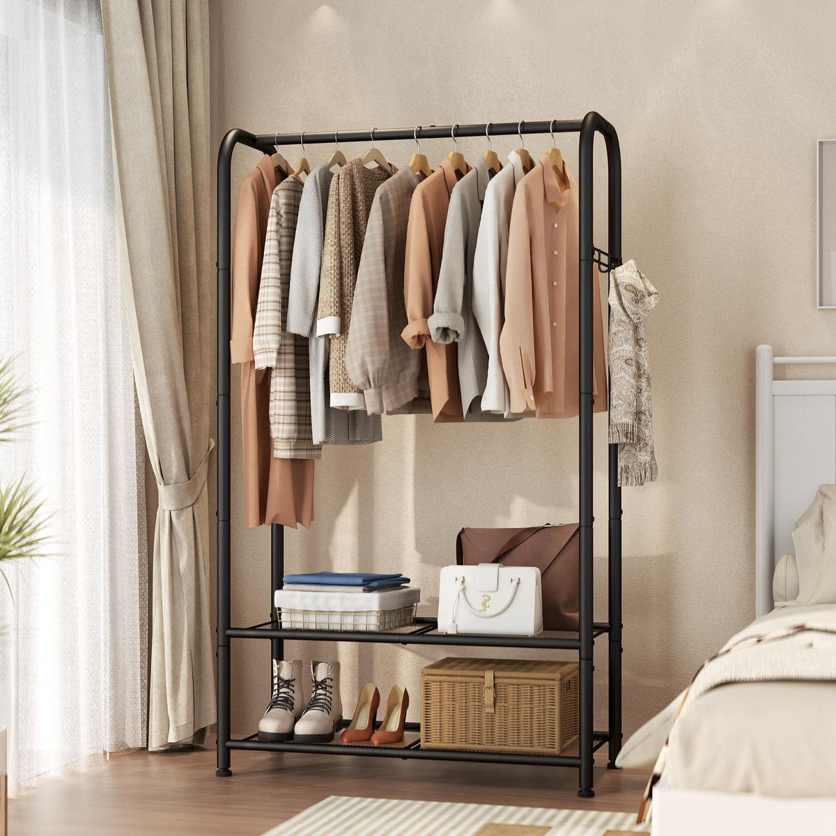 SINGAYE portable closet hanger side view ideal for organized clothing