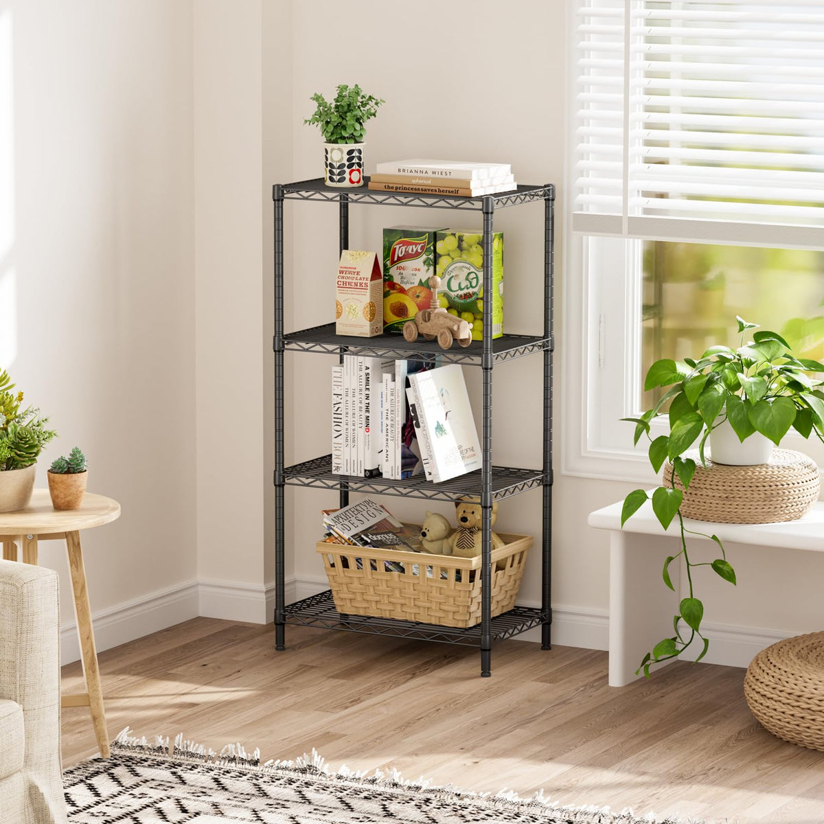 SINGAYE shelving unit in laundry room organization