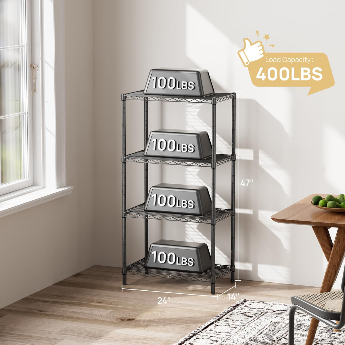 SINGAYE shelving unit organized pantry with containers