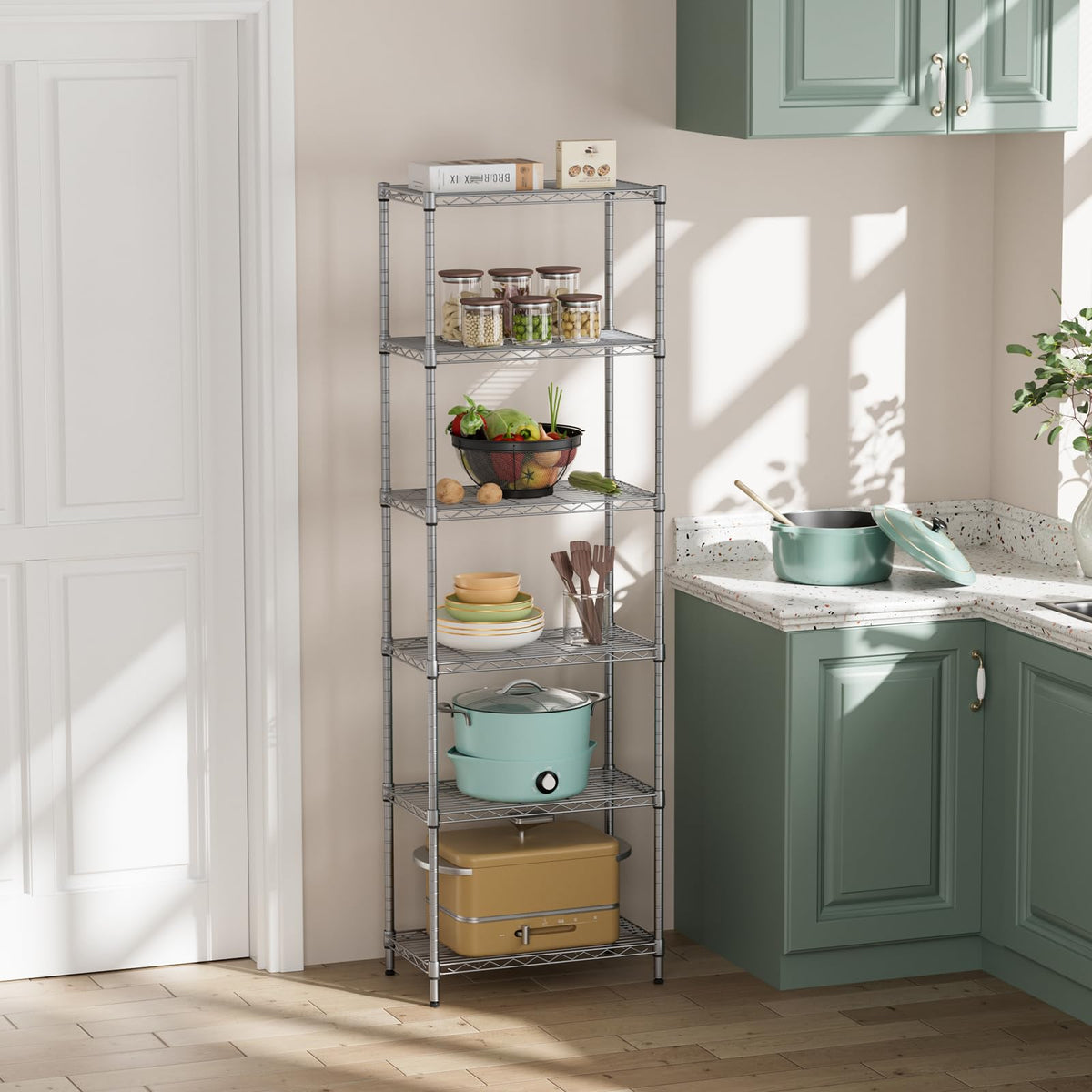 SINGAYE sturdy wire shelves promote airflow and easy visibility.