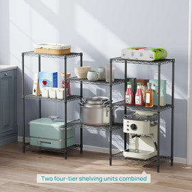 SINGAYE wire shelves close-up showing carbon steel frame durability