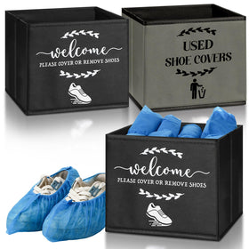Singhoow 2pc shoe cover boxes with welcome sign for tidy entryways.
