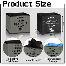 Singhoow dark gray box displays used shoe covers to keep spaces clean.