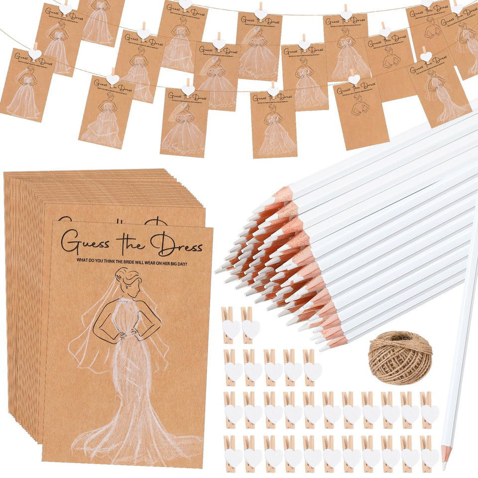 Sinload 50-sets Guess the Dress cards for entertaining bridal shower guests.