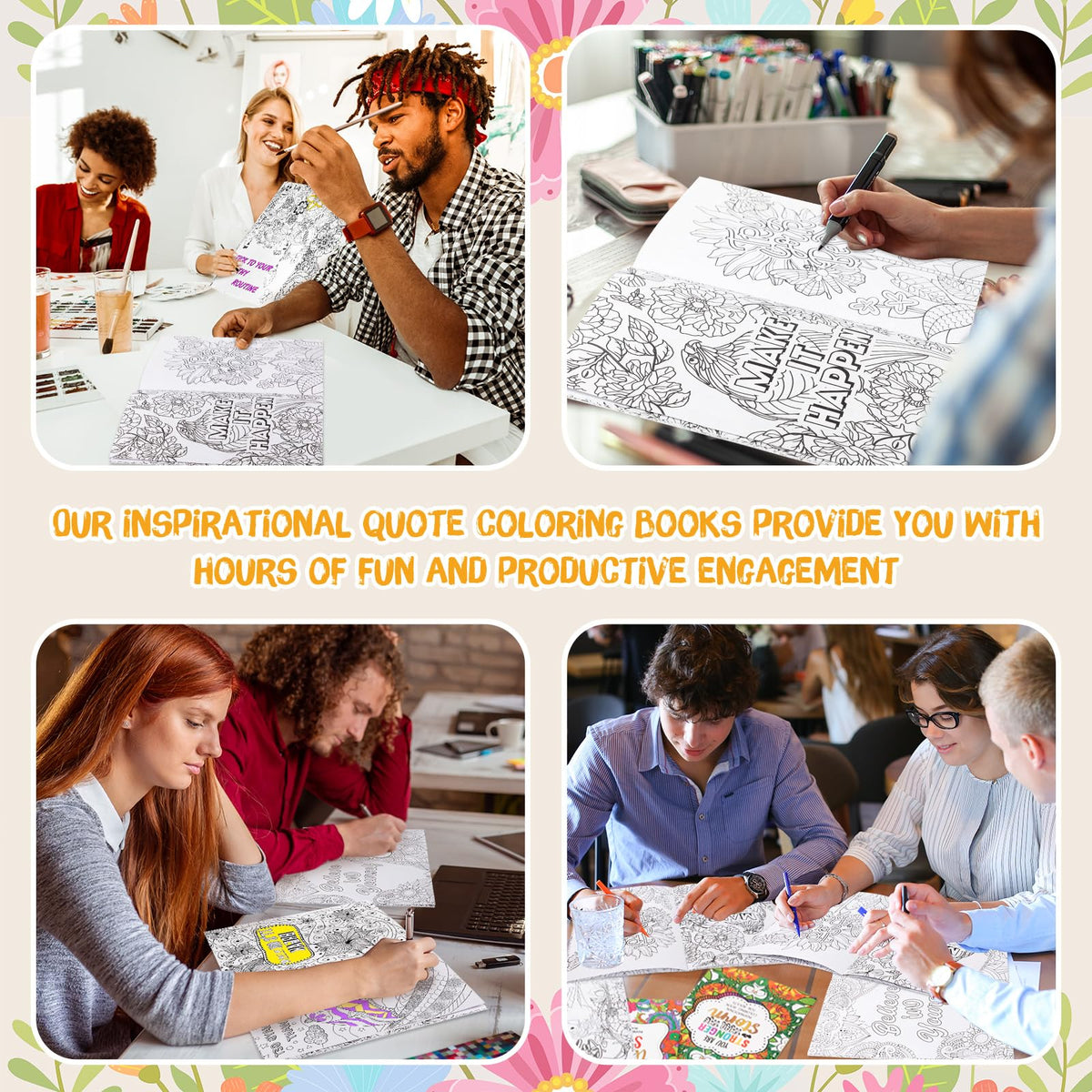 Thick, bleed-resistant paper supports pencils and pens, with two-sided coloring options.