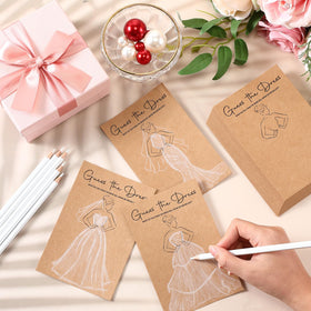 Sinload water-soluble pencils for easy drawing and erasing during the dress guessing game.