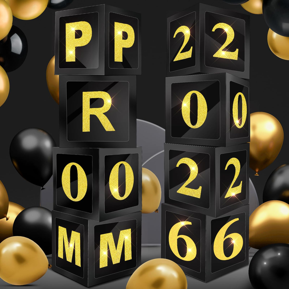 Sinmoe black gold prom decor set brings classy party ambiance.