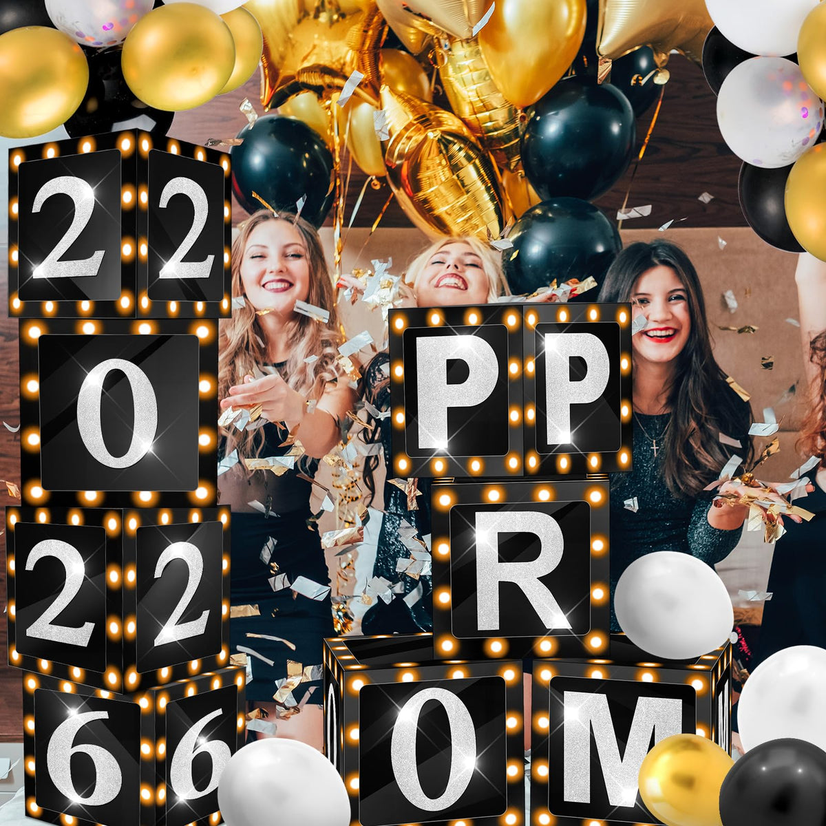Sinmoe black and silver theme complements prom color palette