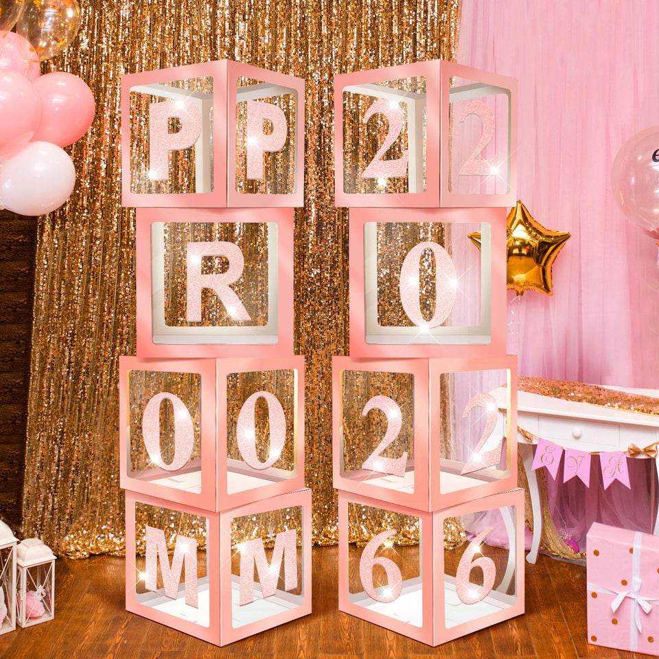 Sinmoe pink prom box decorations assembled for a chic graduation display.