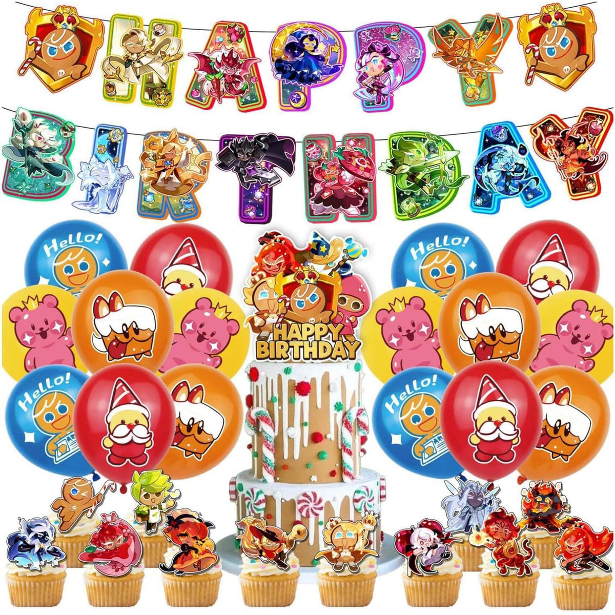 Sinrier Cookie Run Kingdom banner brightens birthday tables with playful characters.
