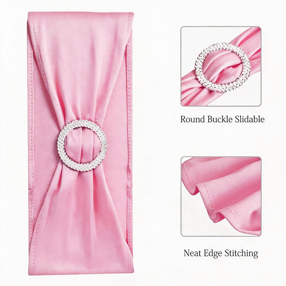 SINSSOWL soft stretch fabric chair sash pink provides flexible fit for most chairs