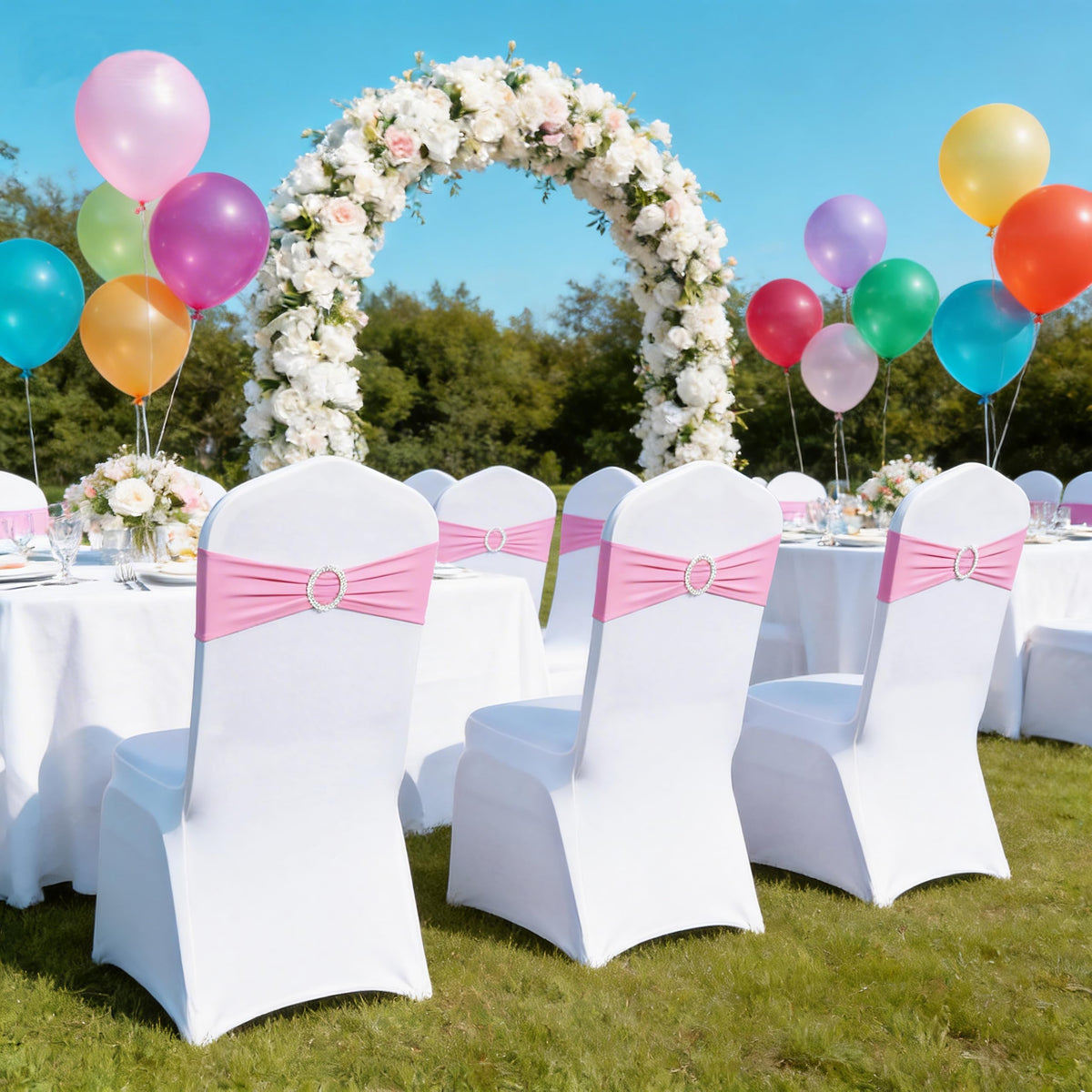 SINSSOWL versatile decor idea pink sash for weddings, parties, and celebrations