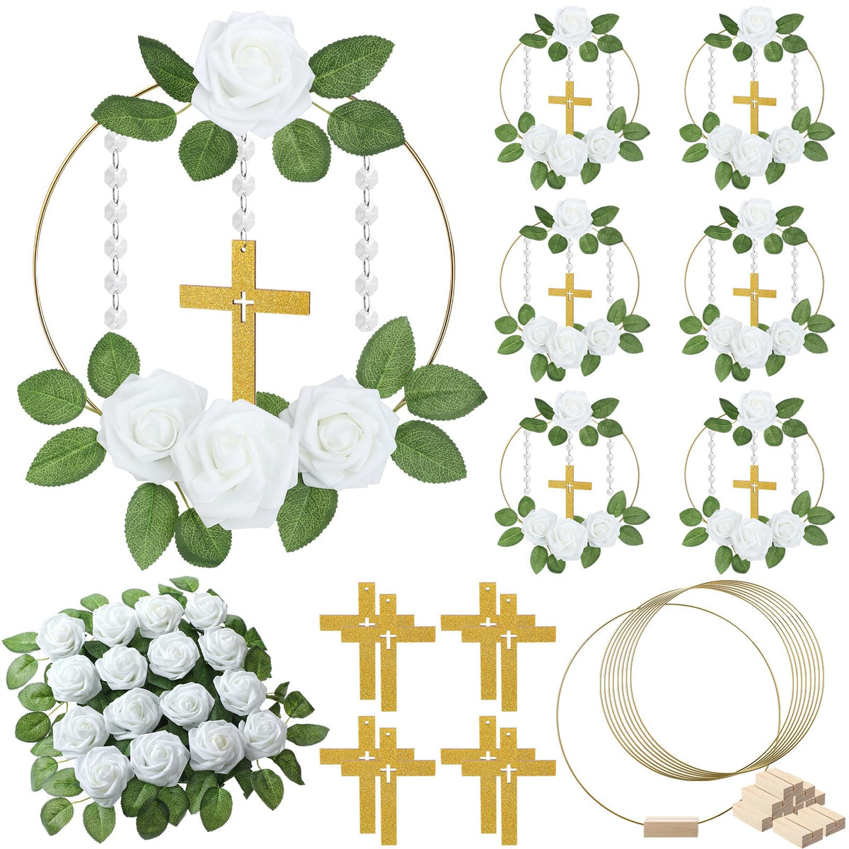 Sintuff baptism centerpiece full arrangement for an elegant ceremony table.