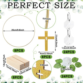 Sintuff metal hoop close-up highlighting durable, eye-catching decor for First Communion tables.