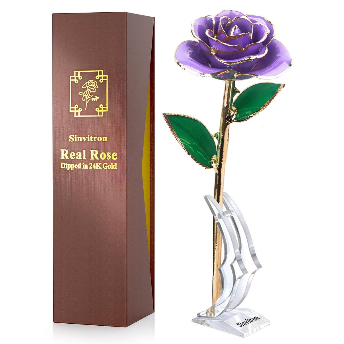 Sinvitron gold-dipped infinity rose shown as a timeless centerpiece for celebrations