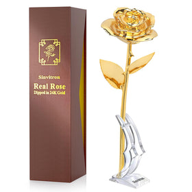 Sinvitron gold-dipped rose close-up showing real petals, a durable keepsake of enduring romance.