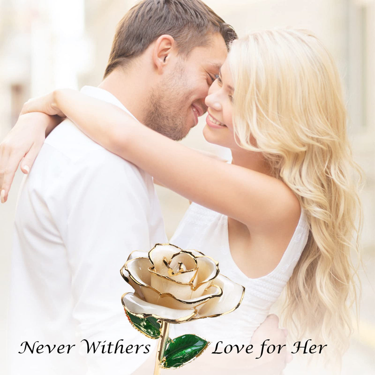 Sinvitron gold dipped rose on dresser creates timeless ambiance