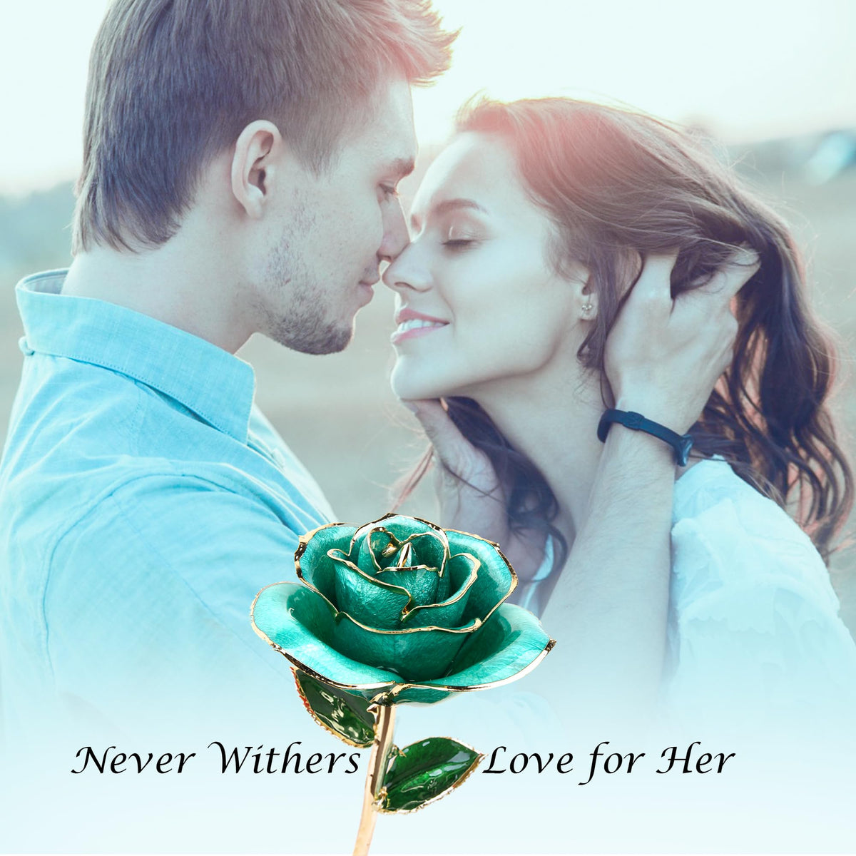 Sinvitron rose on a stand beautifying a dresser setup