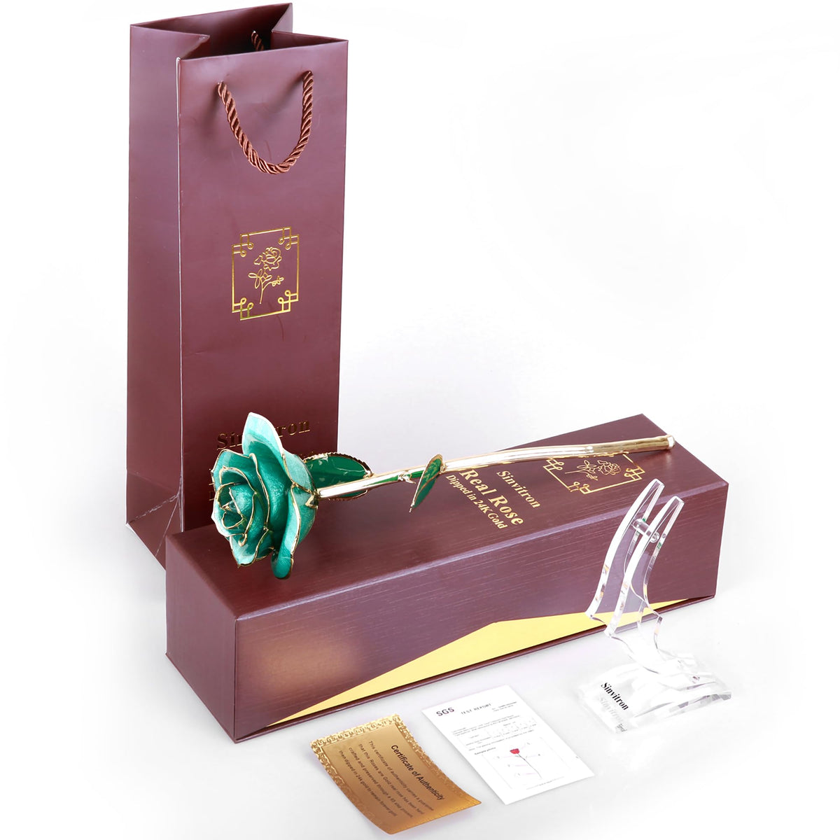 Luxurious Sinvitron rose displayed as decor on a table