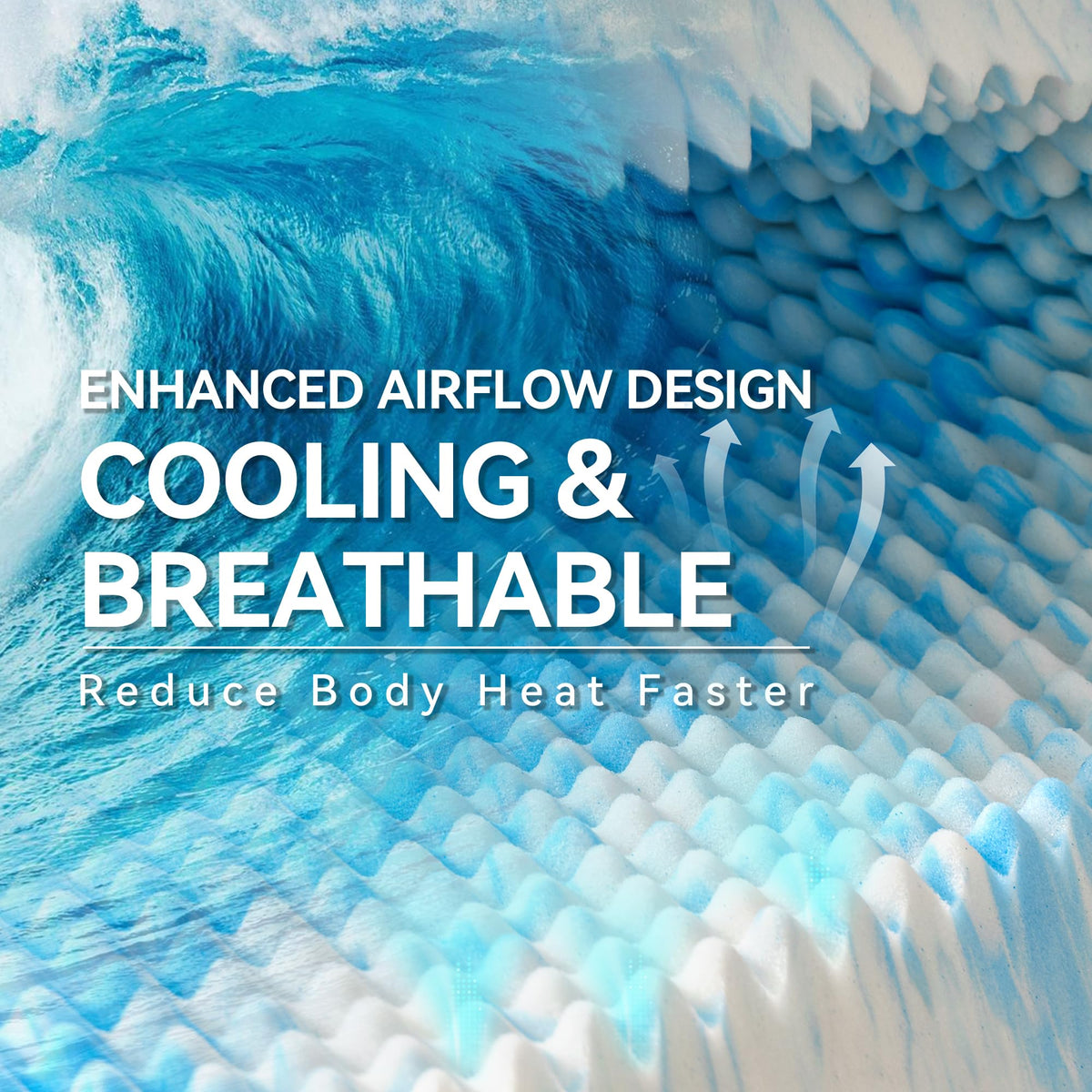 SINWEEK memory foam with cooling gel provides breathable, cooler sleep surface