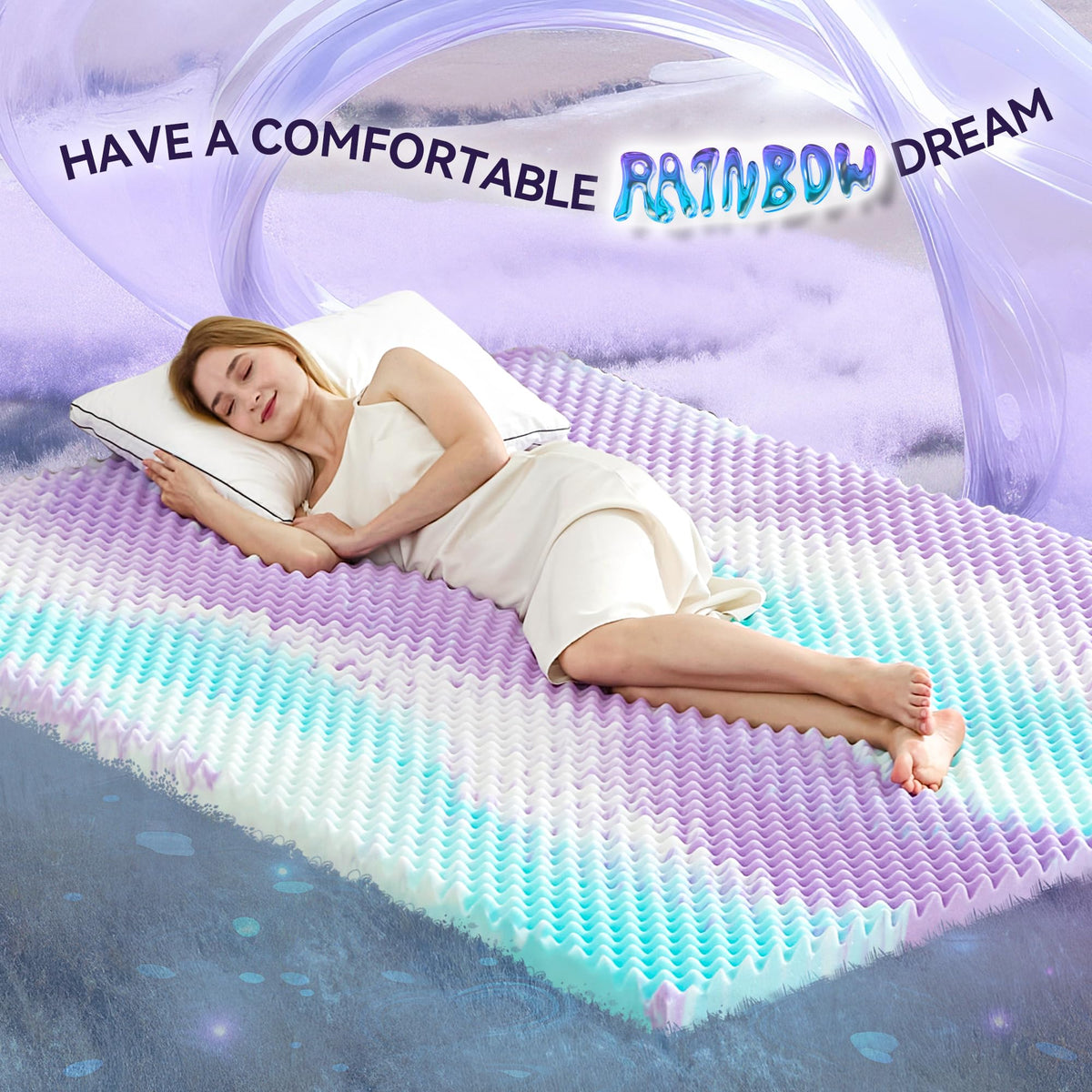 SINWEEK topper on bed demonstrates added softness for sleepers.