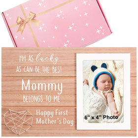 Sioial First Mothers Day frame front view for showcasing a cherished 4x6 photo.