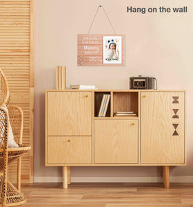 Sioial frame includes jute rope for simple wall hanging.