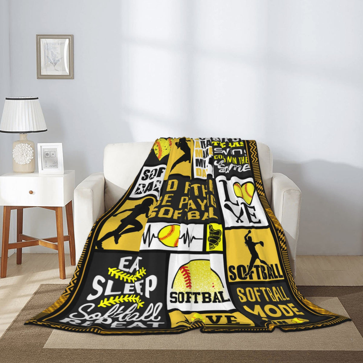 SIOQCKIS softball blanket at campsite provides portable warmth for outdoor trips