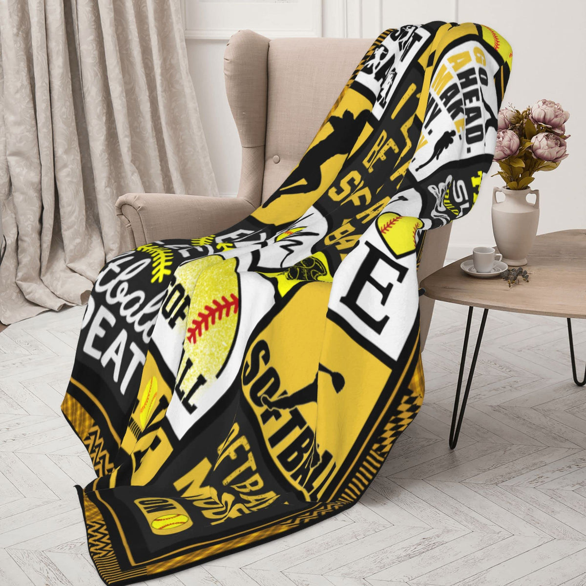 SIOQCKIS softball blanket printed design complements cozy home decor
