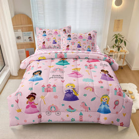 SIRDO Kids magical princess twin comforter set with castle motif for cozy bedtime