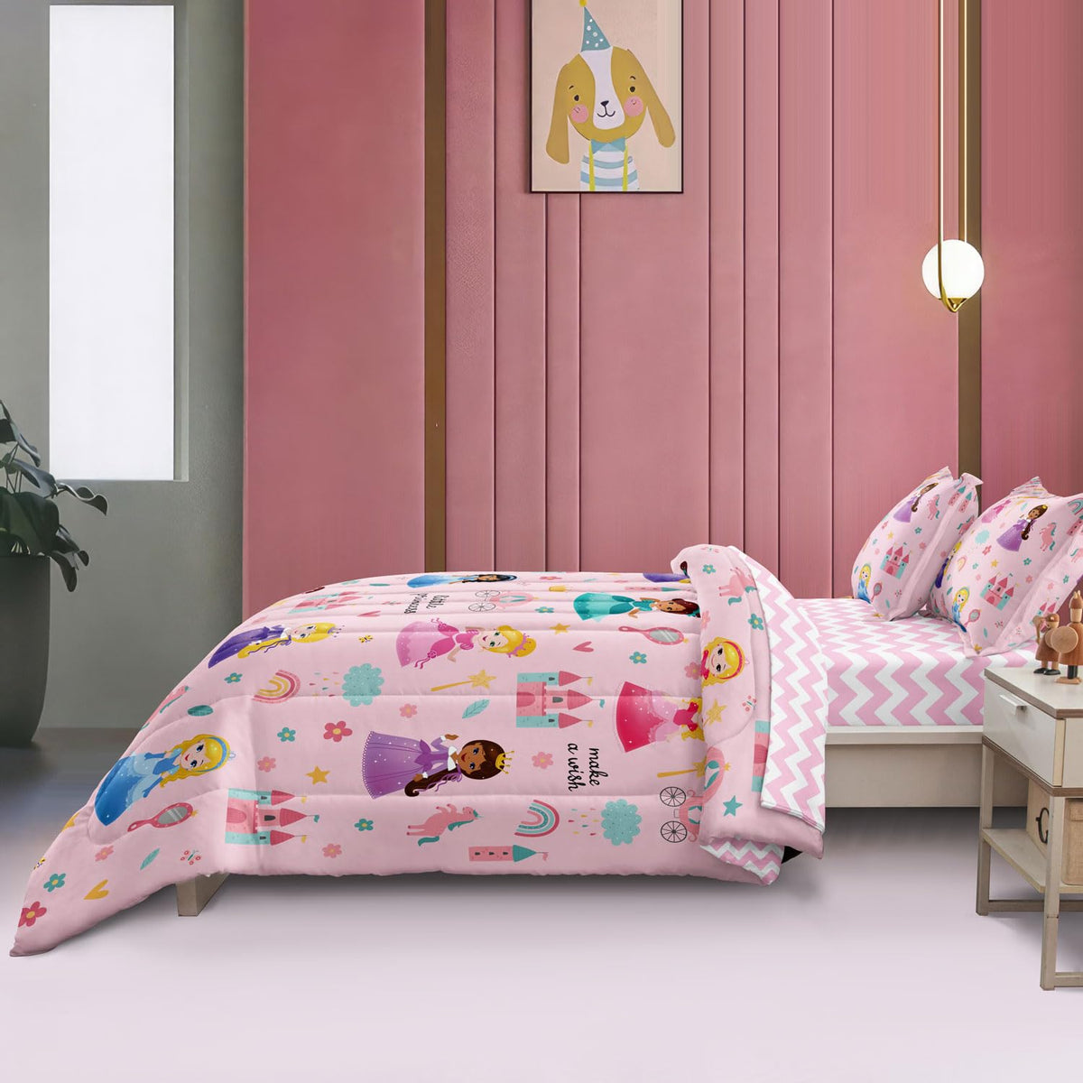 SIRDO princess castle flat sheet enhances room accents