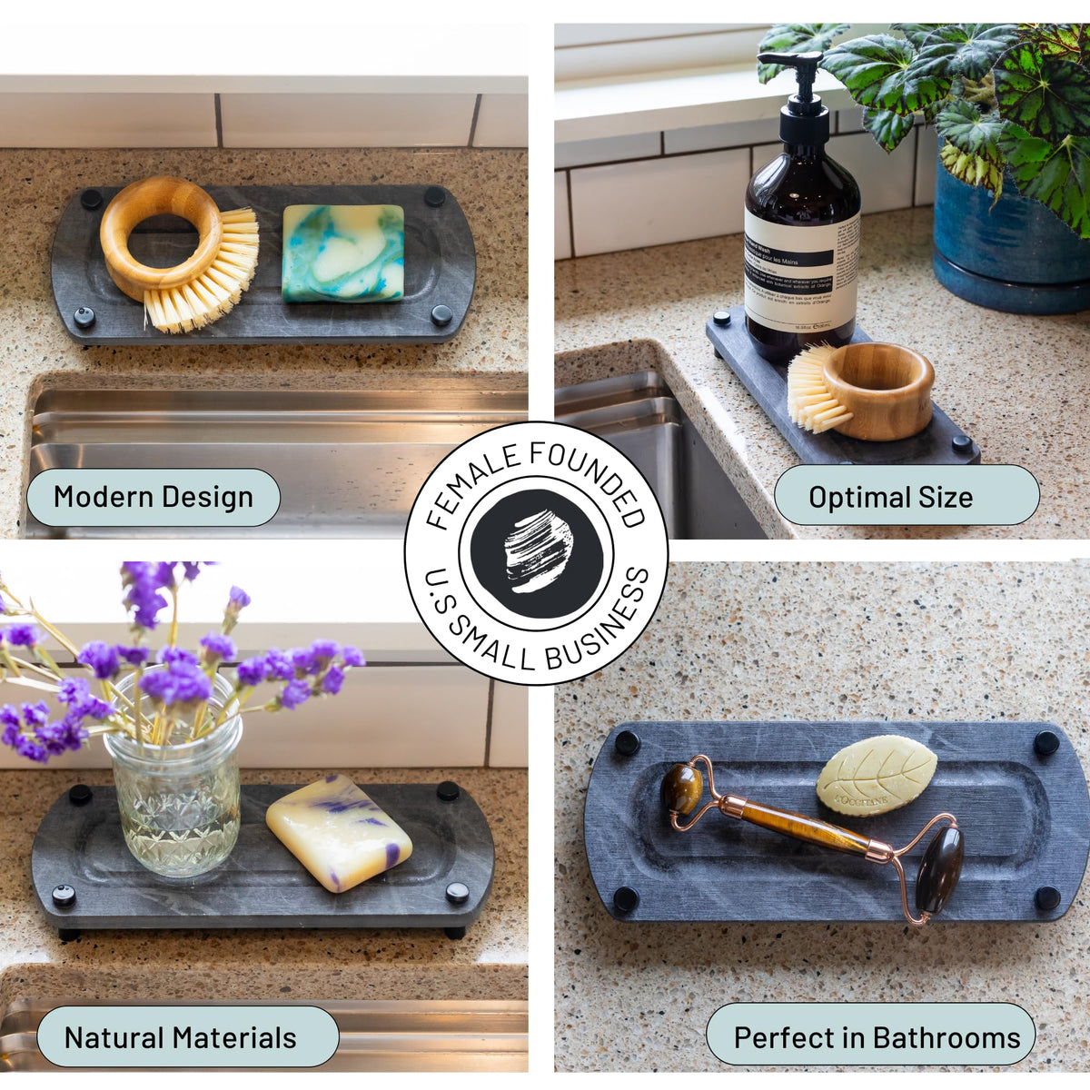 Siren Stone pairs with the drying mat for a coordinated kitchen look