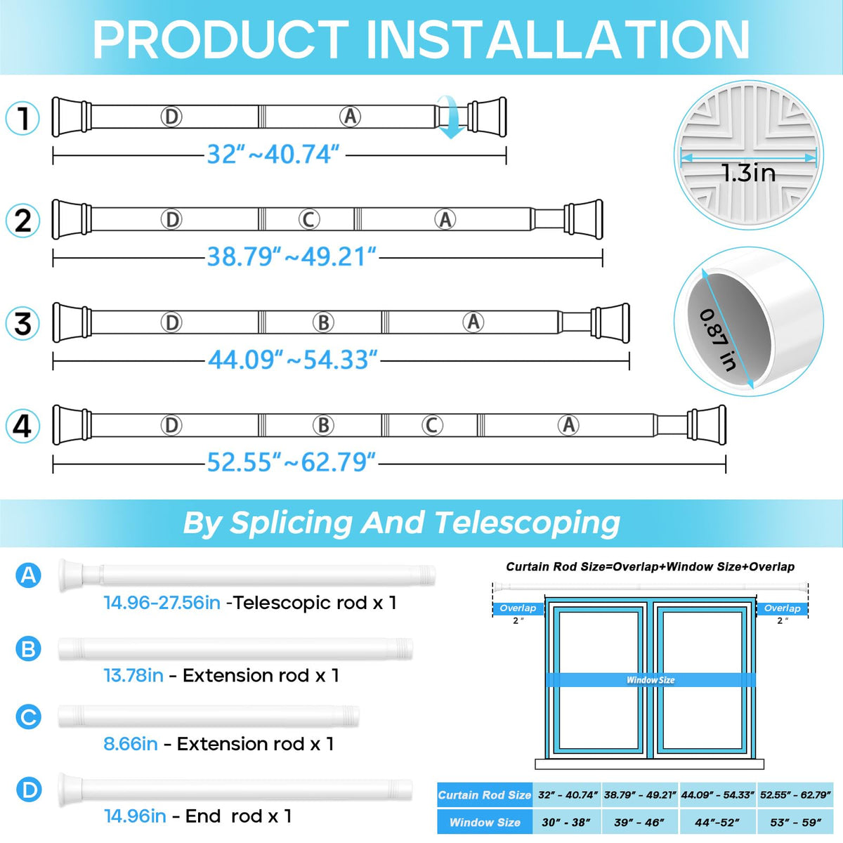 SISELBA white finish tension rod shows rustproof durability
