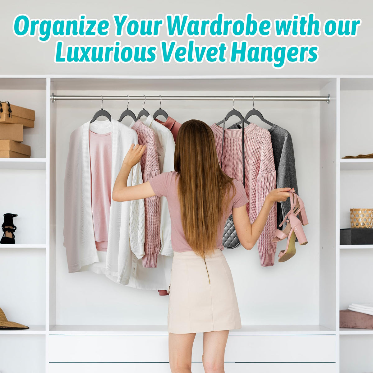 Sishynio premium black velvet finish elevates closet aesthetics.