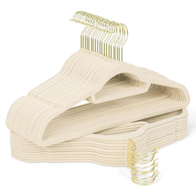 Sishynio velvet hanger with gold hook secures delicate garments securely