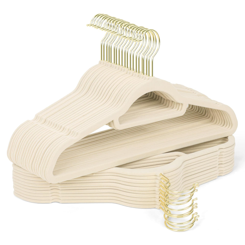 Sishynio velvet hanger with gold hook secures delicate garments securely