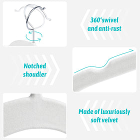 Sishynio velvet hanger with 360 swivel hook for easy access