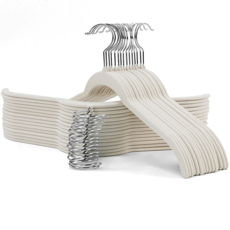 Sishynio velvet hangers beige profile save closet space