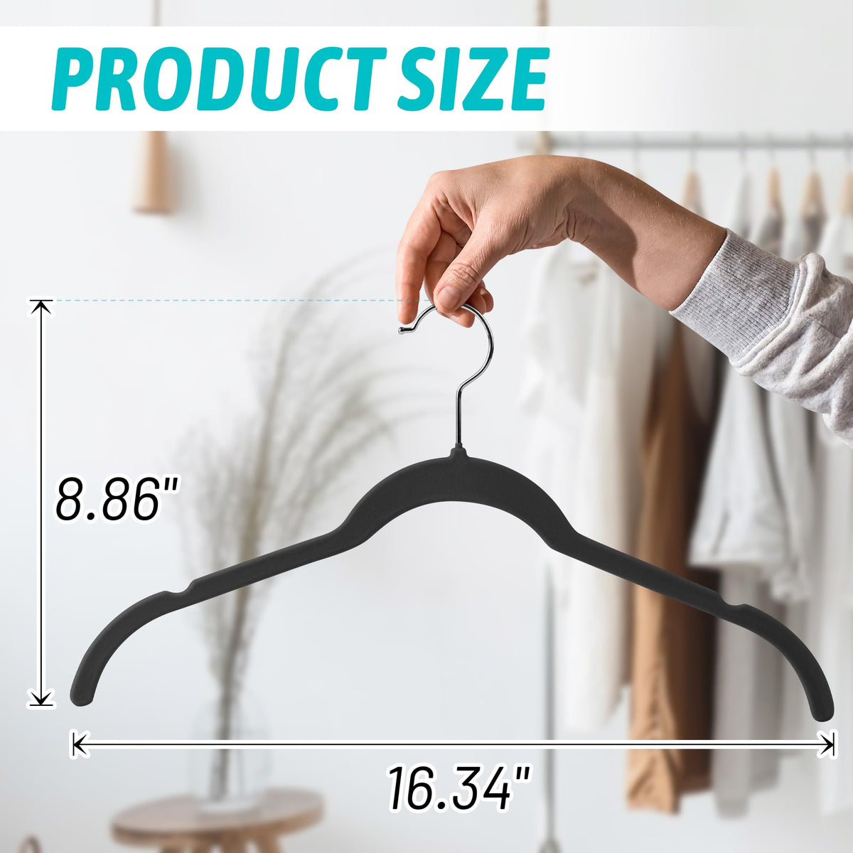 Sishynio velvet hangers feature a 360° swivel hook for easy access.