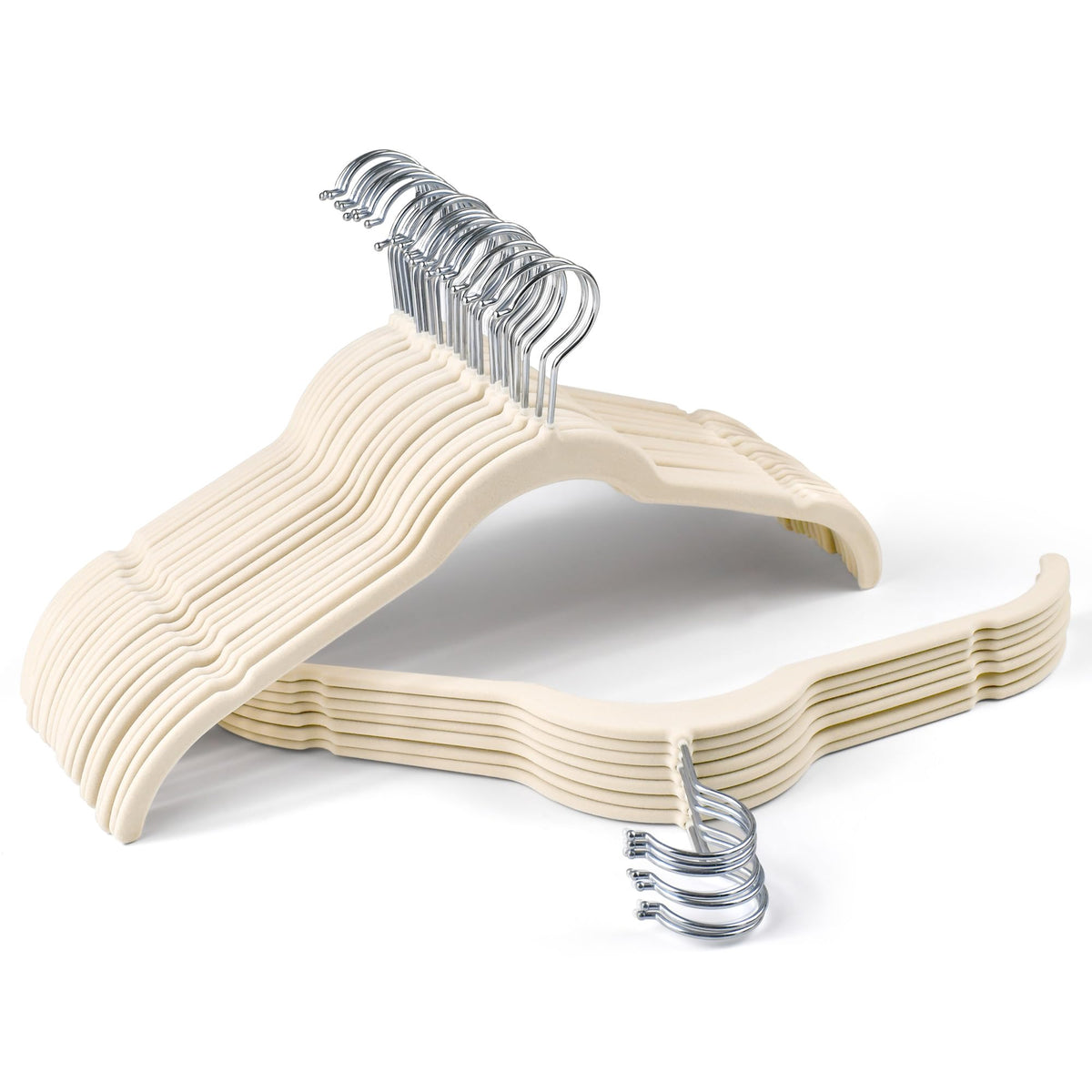 Sishynio velvet shirt hanger with 360° swivel hook for easy access.