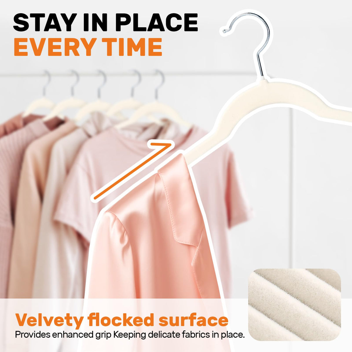 Sishynio velvety surface protects delicate fabrics from snags and wrinkles.