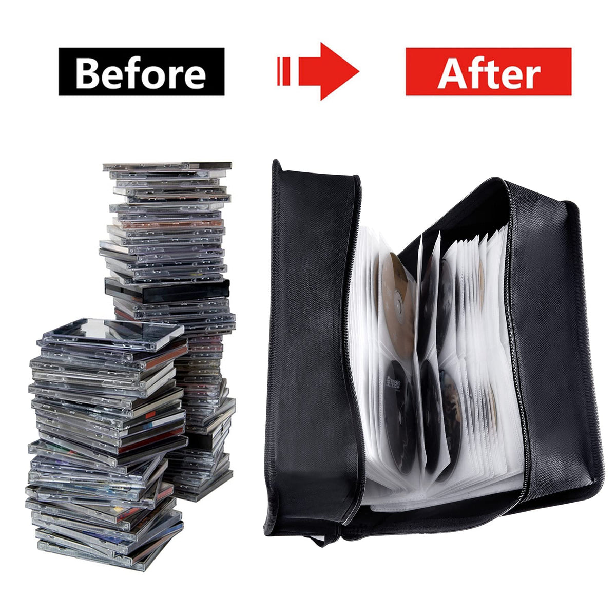 Siveit CD/DVD binder with top carry handle for on-the-go use.