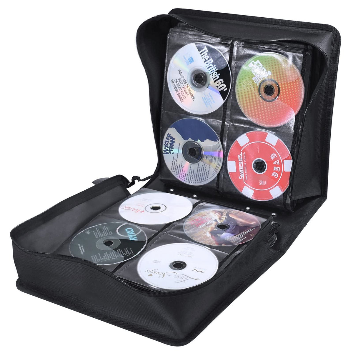 Siveit CD/DVD case durable fabric protects discs during transport.