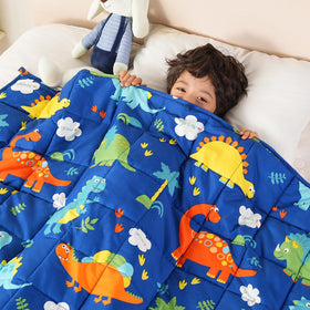 Sivio weighted blanket 5lb blue dinosaur, cozy hug for restful sleep.