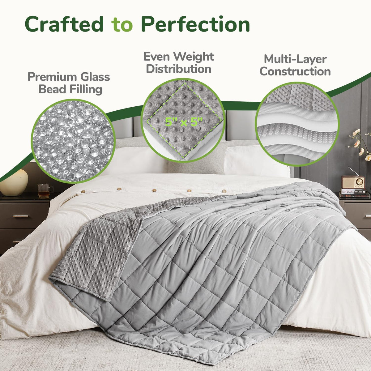 Sivio blanket on bed demonstrates calming year-round comfort