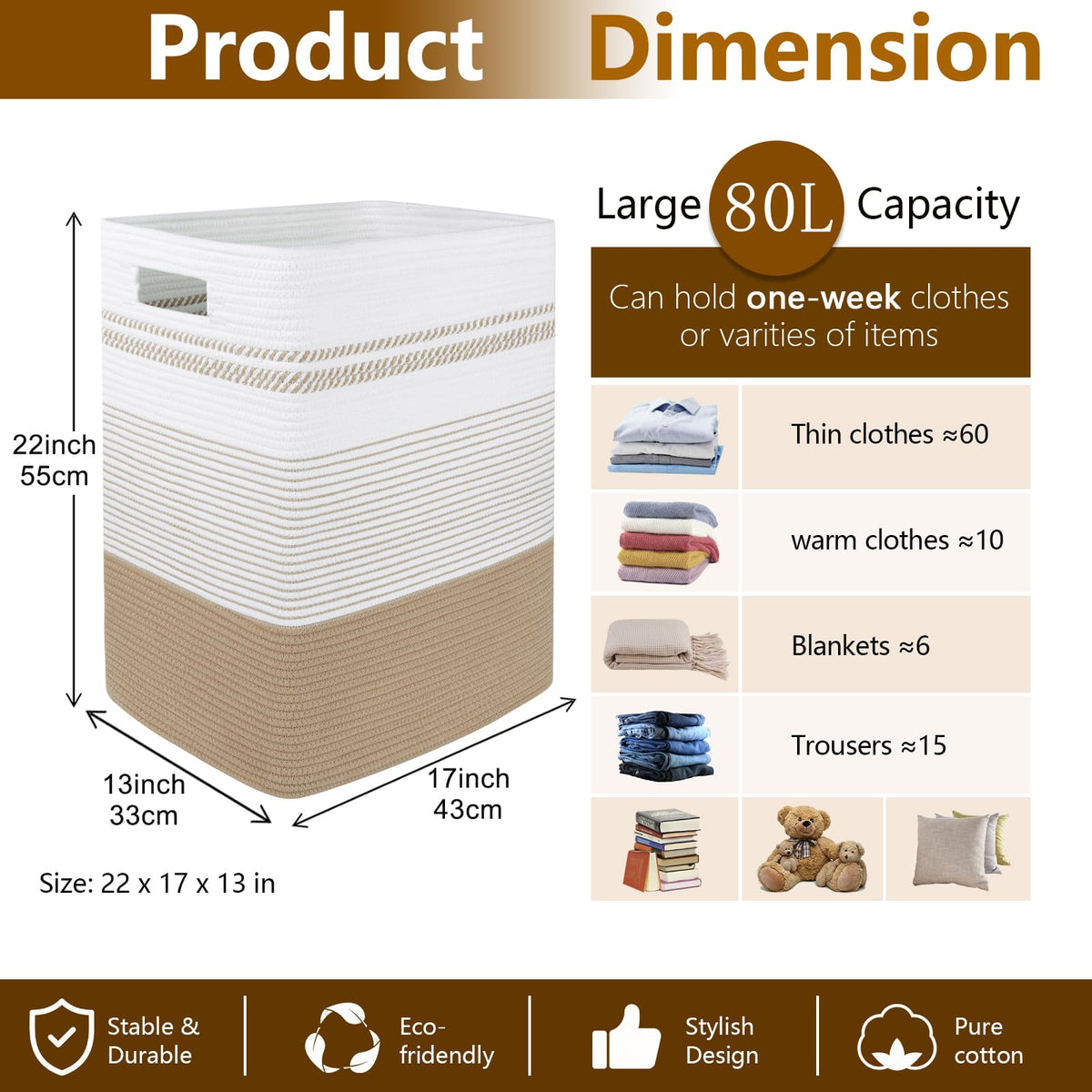 SixDOVE machine-washable fabric keeps the basket fresh and clean.