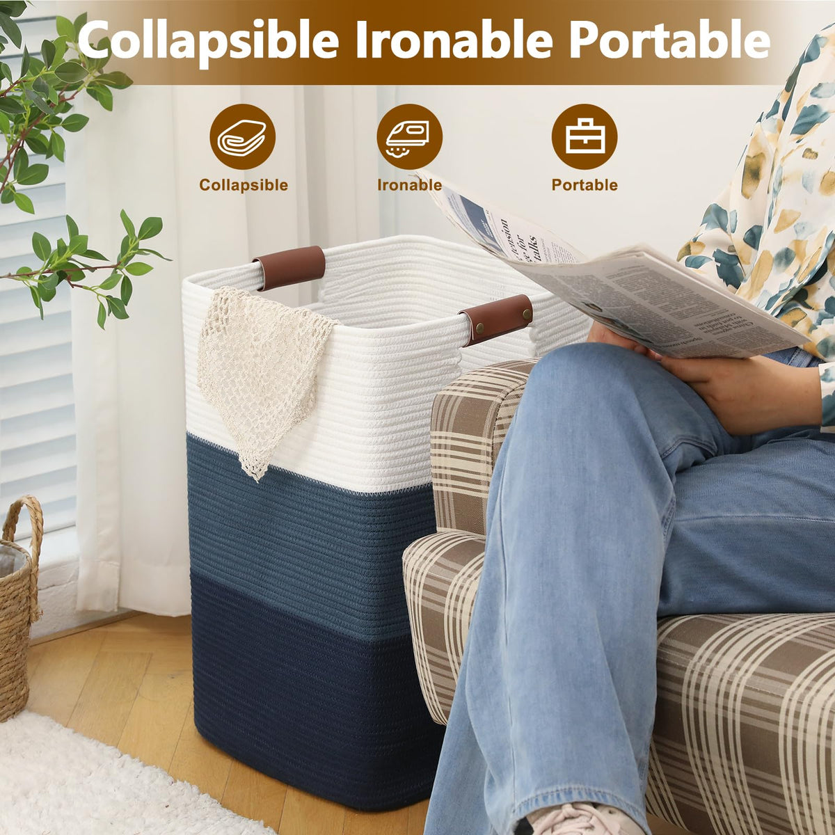 SixDove multi-purpose basket supports blankets, laundry, or toys.