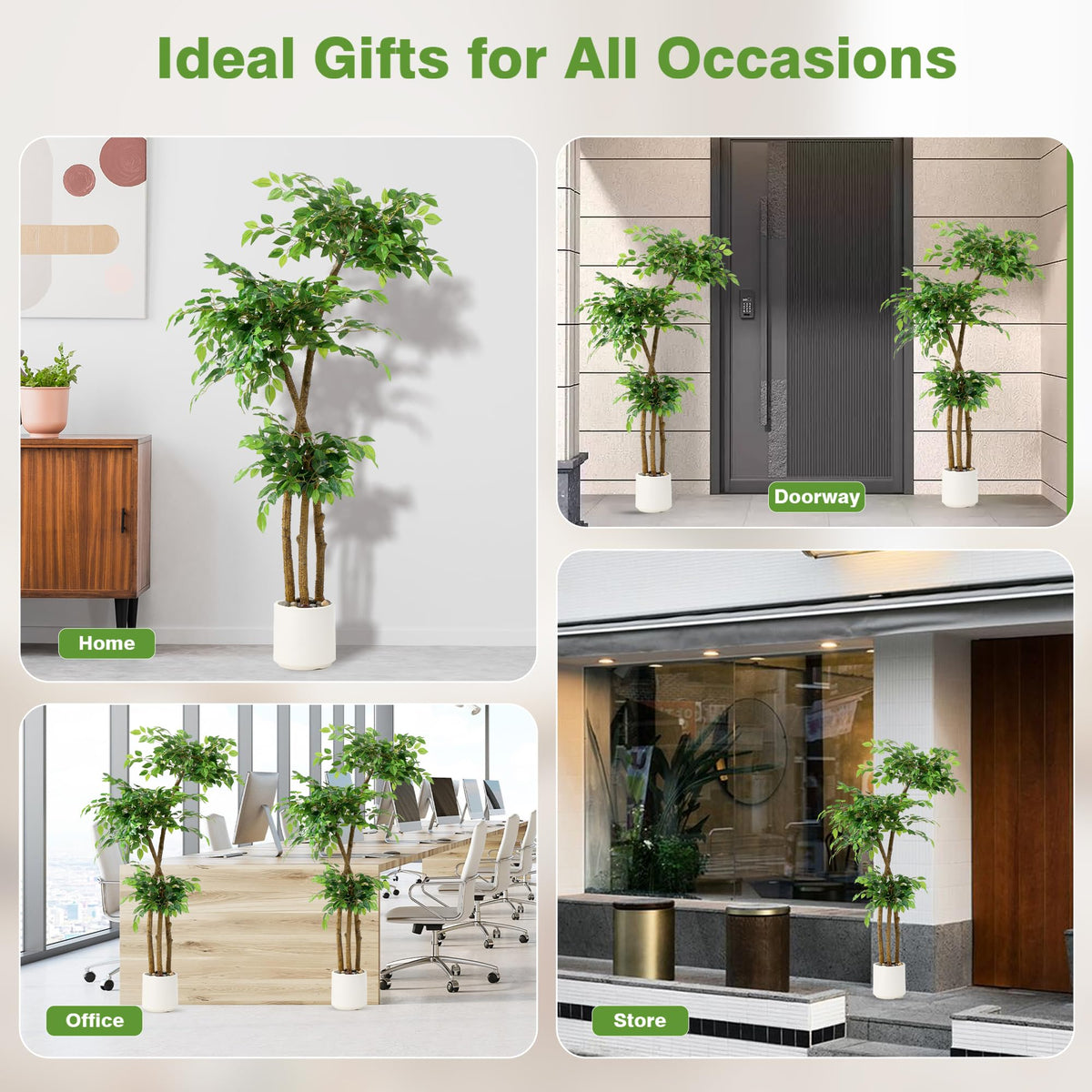 SIYEGIFT ficus tree placed in a living room arrangement.