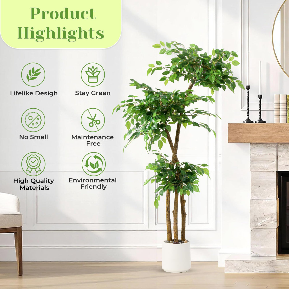 SIYEGIFT ficus tree styled for office decor and reception areas.